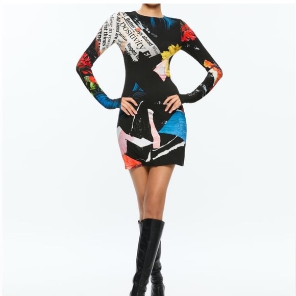 Alice + Olivia Dresses & Skirts - Alice + Olivia Multicolor Graphic Long Sleeve Dress